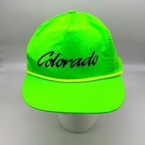 Mohrs - Vintage 90s Neon Green Colorado Graphic Velcro Closure Trucker Hat OneSZ